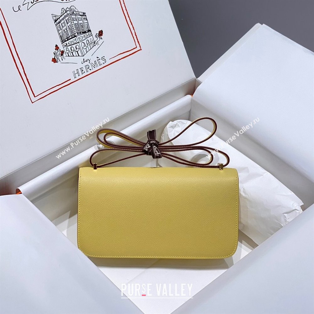 Hermes Constance Elan East-West Bag 26cm in Calfskin Lemon Yellow/Silver 2024 (Half Handmade) (FLB-241104048)