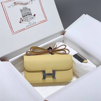 Hermes Constance Elan East-West Bag 26cm in Calfskin Chick Yellow/Silver 2024 (Half Handmade) (FLB-241104054)