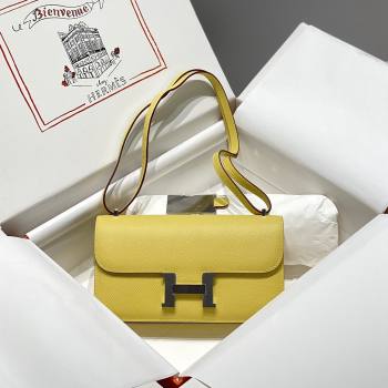 Hermes Constance Elan East-West Bag 26cm in Calfskin Lemon Yellow/Silver 2024 (Half Handmade) (FLB-241104048)