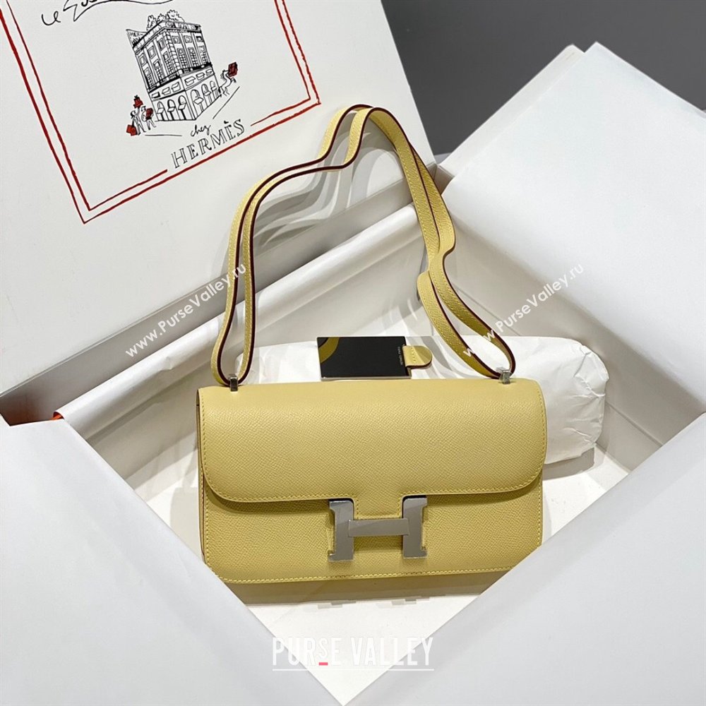 Hermes Constance Elan East-West Bag 26cm in Calfskin Chick Yellow/Silver 2024 (Half Handmade) (FLB-241104054)