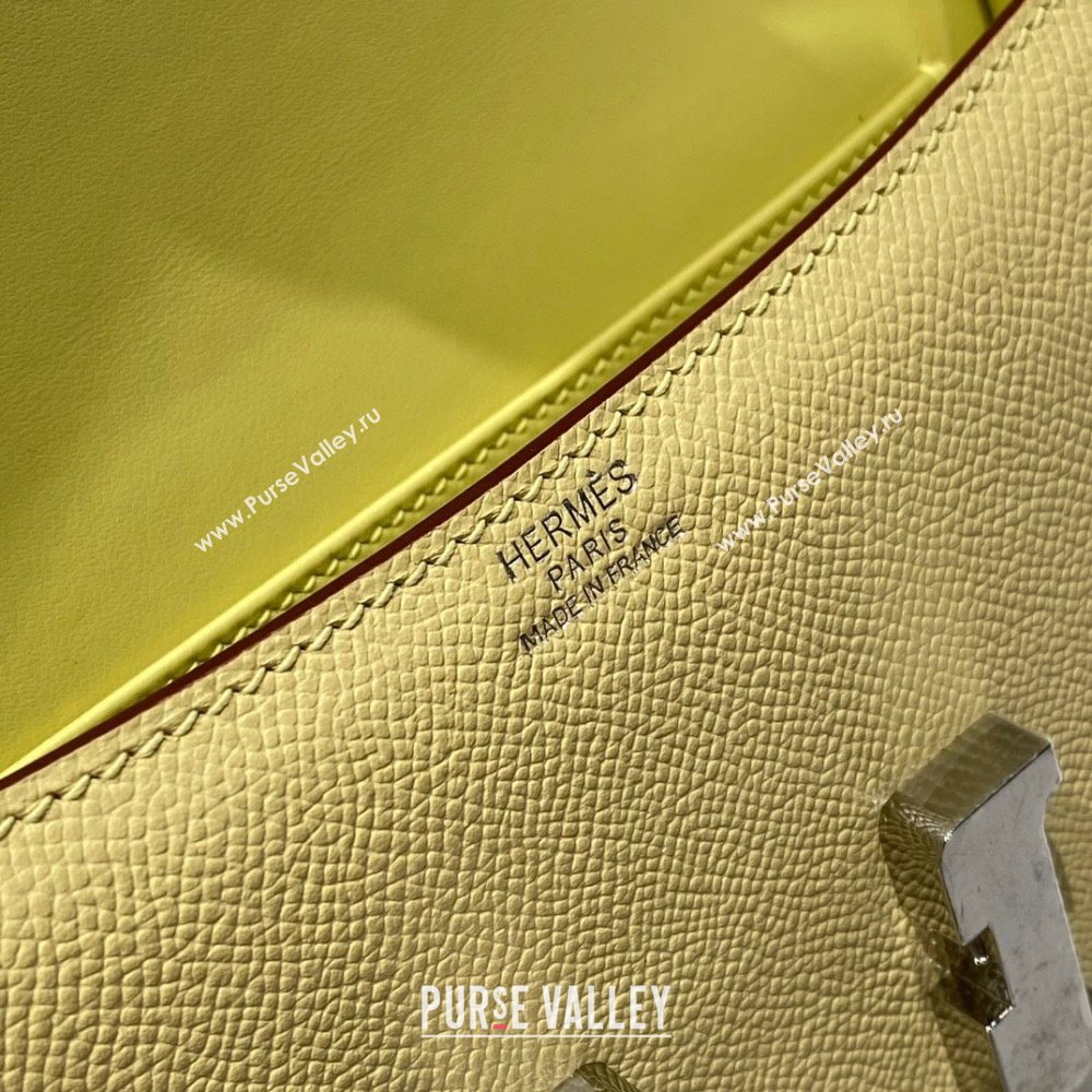 Hermes Constance Elan East-West Bag 26cm in Calfskin Chick Yellow/Silver 2024 (Half Handmade) (FLB-241104054)