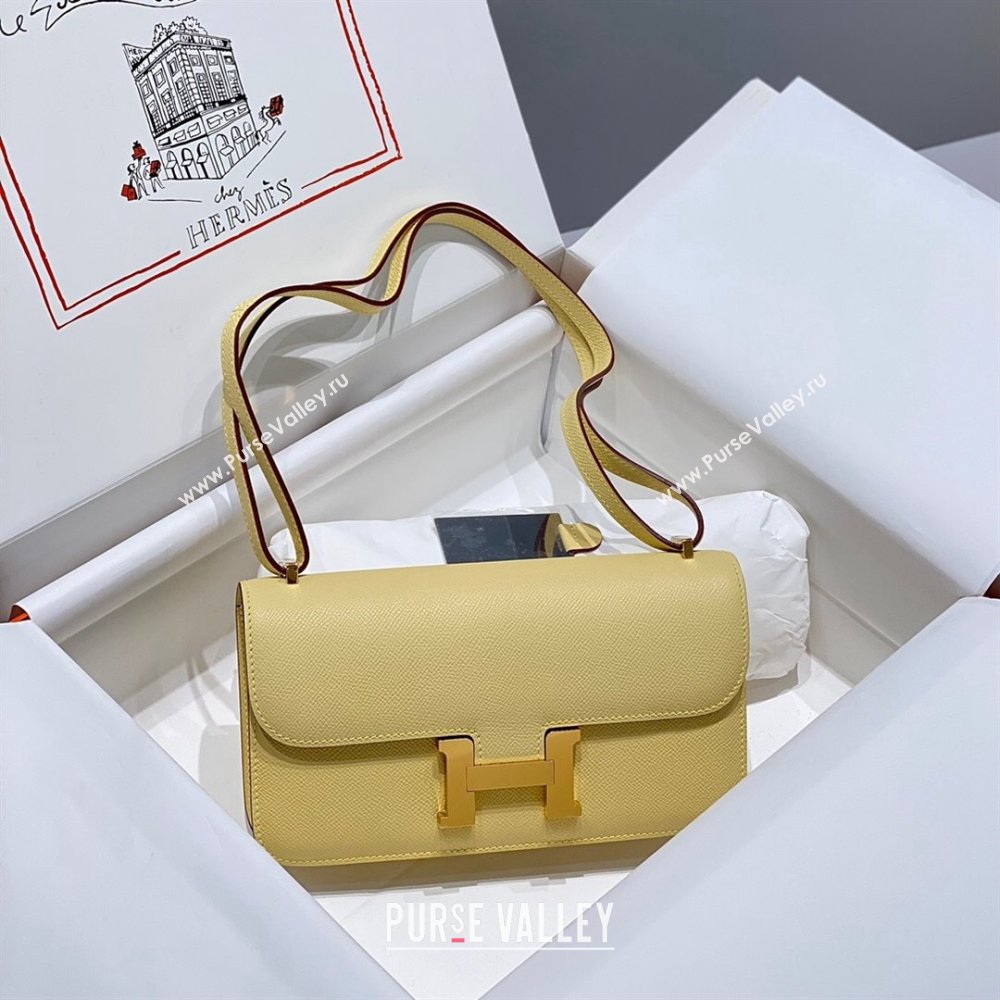 Hermes Constance Elan East-West Bag 26cm in Calfskin Chick Yellow/Gold 2024 (Half Handmade) (FLB-241104055)