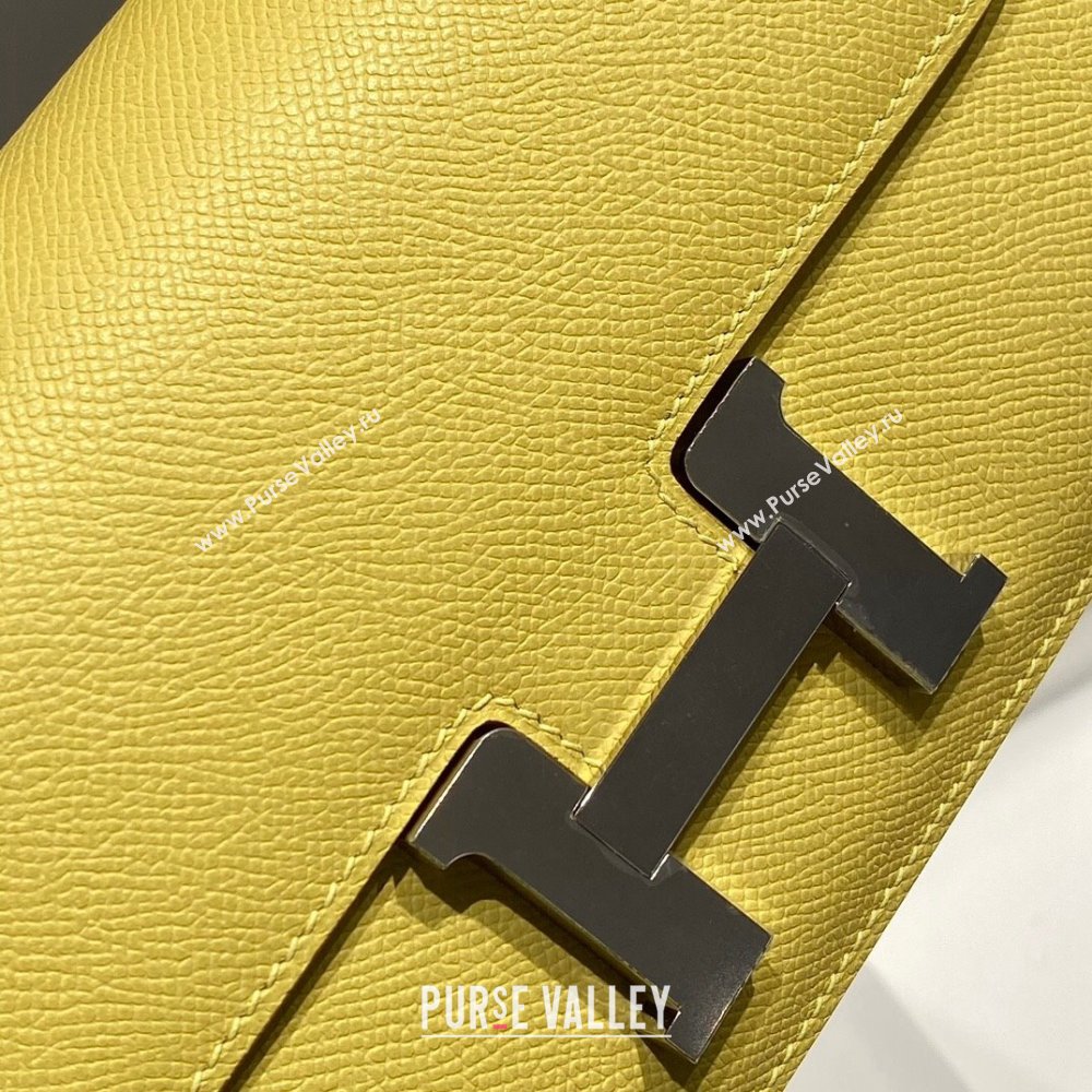 Hermes Constance Elan East-West Bag 26cm in Calfskin Lemon Yellow/Silver 2024 (Half Handmade) (FLB-241104048)