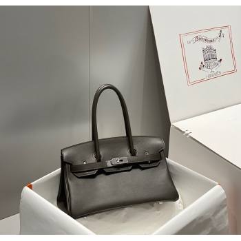 Hermes Mini Shoulder Birkin Bag 29cm in Calfskin Leather Ebony Grey 2024 ( Half Handmade) (FL-241211013)