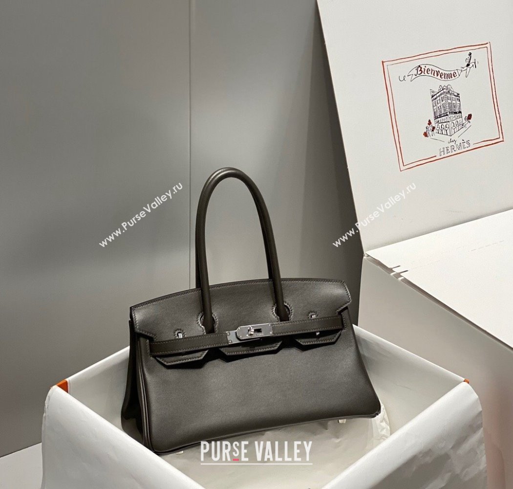 Hermes Mini Shoulder Birkin Bag 29cm in Calfskin Leather Ebony Grey 2024 ( Half Handmade) (FL-241211013)