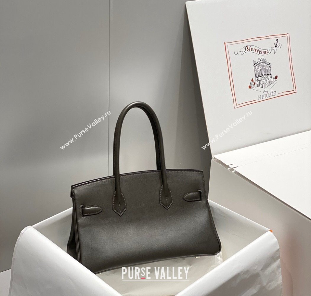 Hermes Mini Shoulder Birkin Bag 29cm in Calfskin Leather Ebony Grey 2024 ( Half Handmade) (FL-241211013)