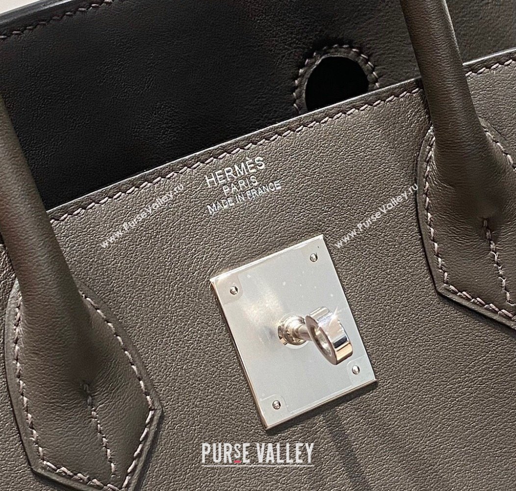 Hermes Mini Shoulder Birkin Bag 29cm in Calfskin Leather Ebony Grey 2024 ( Half Handmade) (FL-241211013)