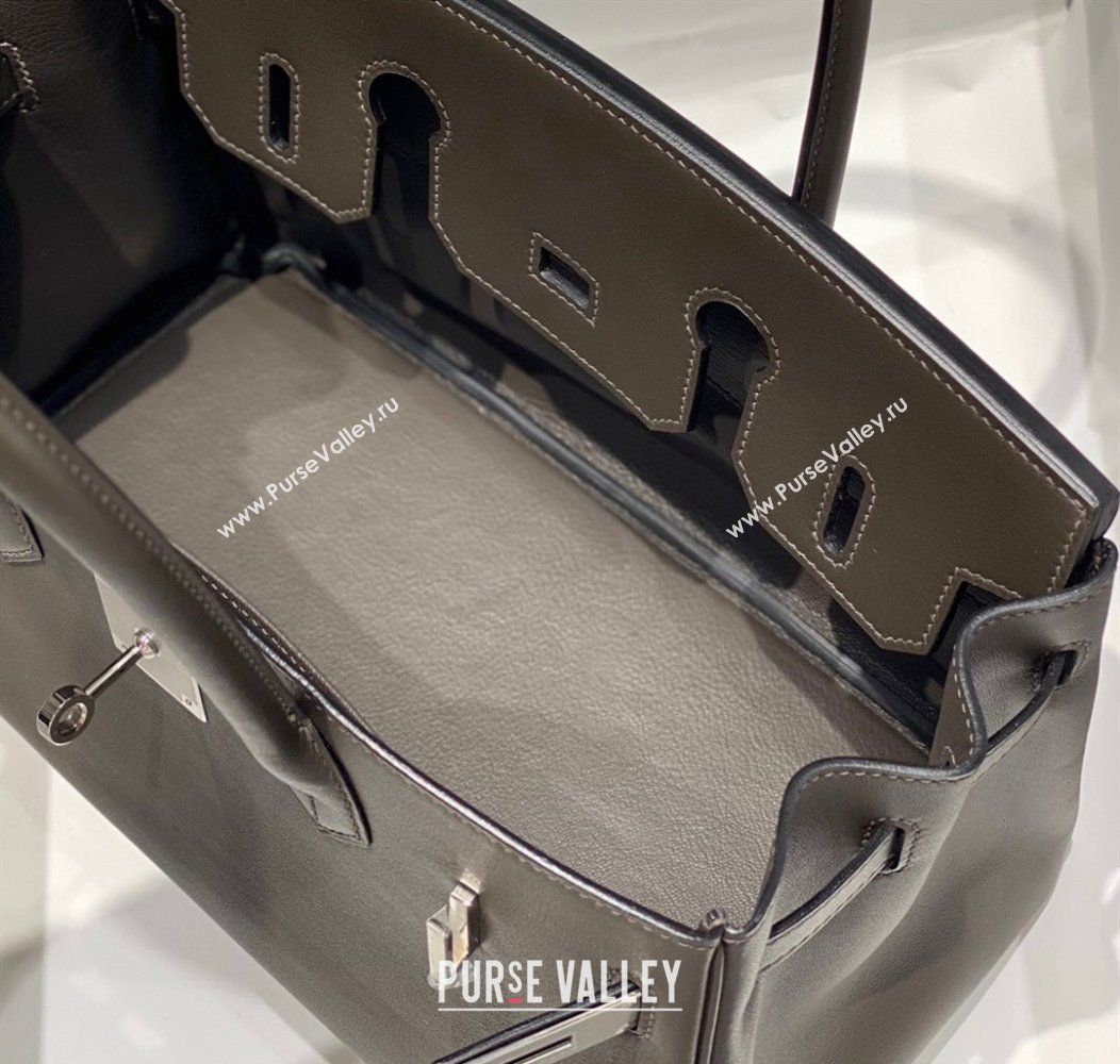 Hermes Mini Shoulder Birkin Bag 29cm in Calfskin Leather Ebony Grey 2024 ( Half Handmade) (FL-241211013)