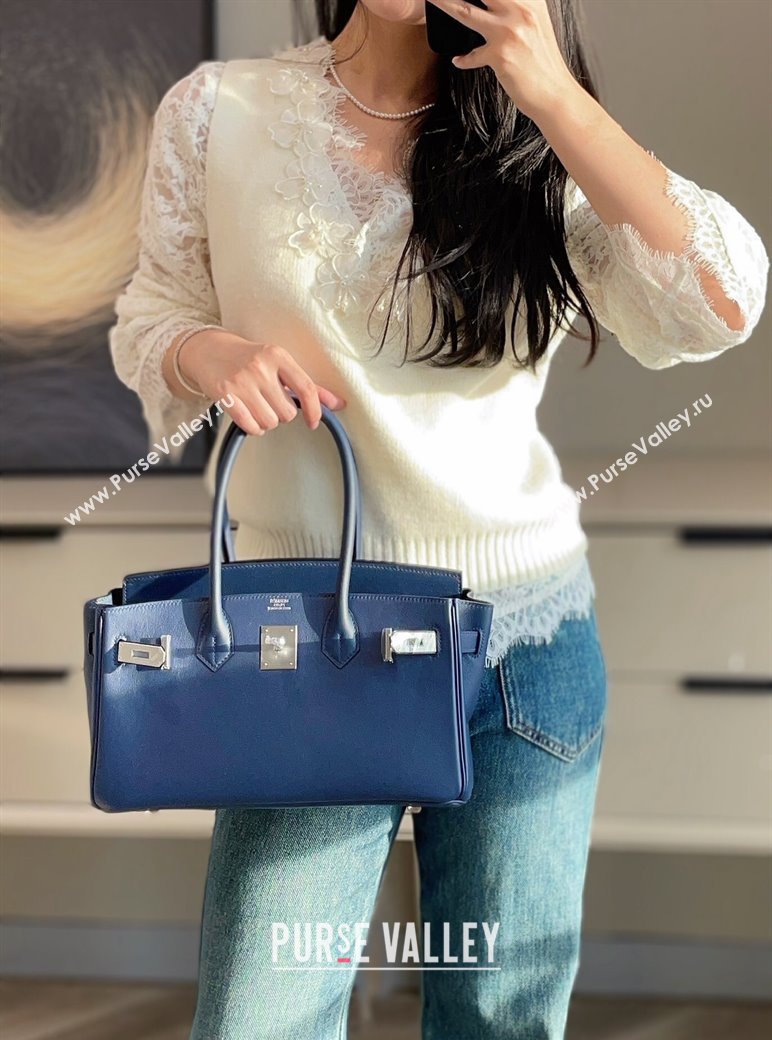 Hermes Mini Shoulder Birkin Bag 29cm in Calfskin Leather Deep Blue 2024 ( Half Handmade) (FL-241211014)