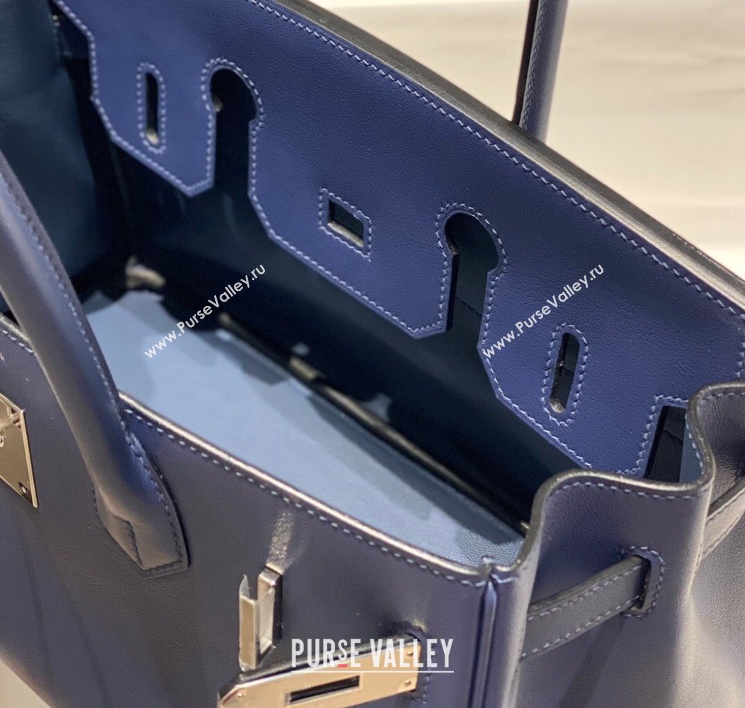 Hermes Mini Shoulder Birkin Bag 29cm in Calfskin Leather Deep Blue 2024 ( Half Handmade) (FL-241211014)