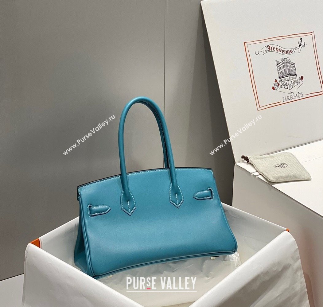 Hermes Mini Shoulder Birkin Bag 29cm in Calfskin Leather Denim Blue 2024 ( Half Handmade) (FL-241211015)