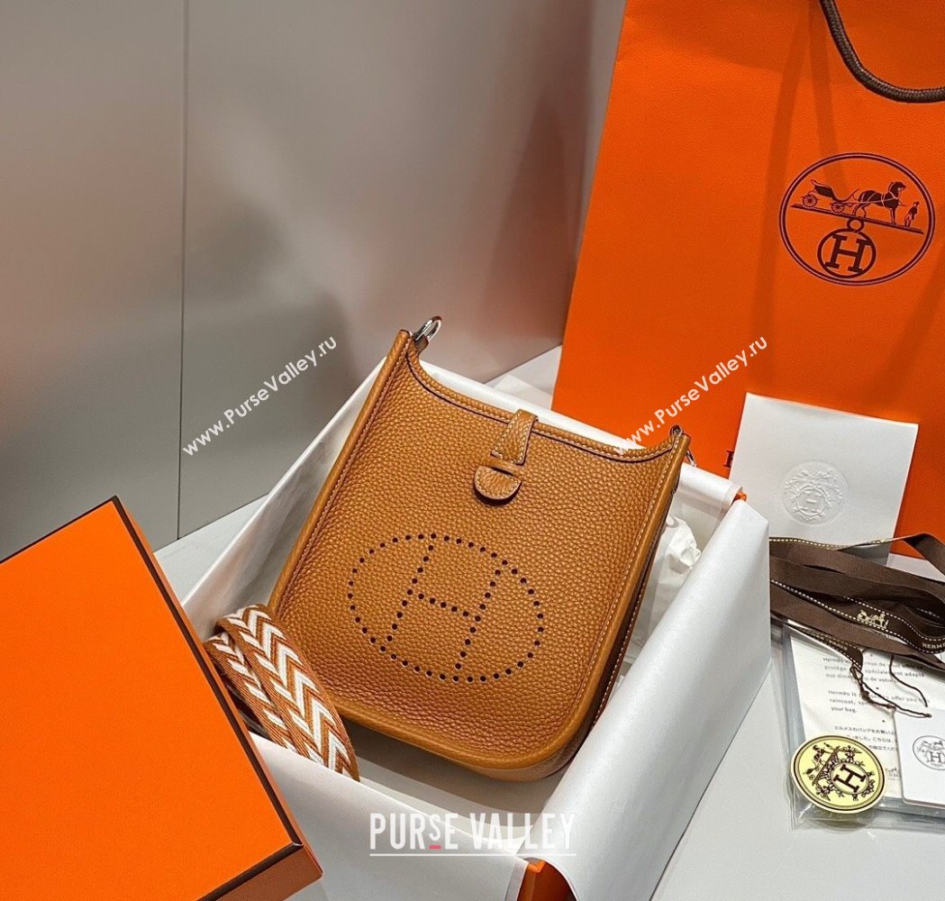 Hermes Evelyne Mini Bag 18cm in Togo Calfskin Golden Brown 2025 0118 (FL-250118014)