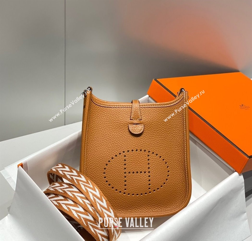 Hermes Evelyne Mini Bag 18cm in Togo Calfskin Golden Brown 2025 0118 (FL-250118014)