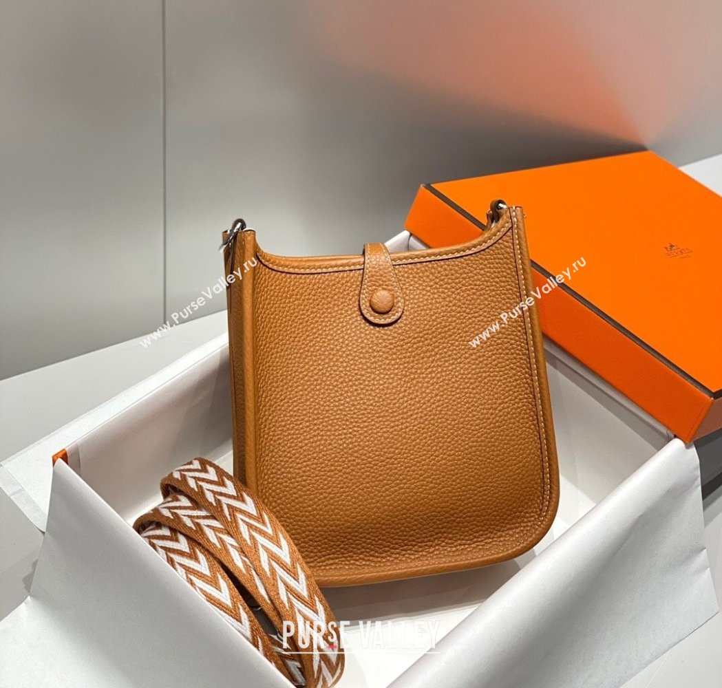 Hermes Evelyne Mini Bag 18cm in Togo Calfskin Golden Brown 2025 0118 (FL-250118014)