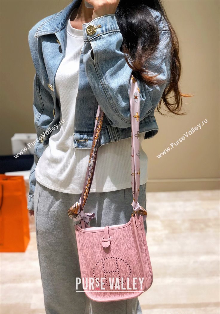 Hermes Evelyne Mini Bag 18cm in Togo Calfskin Milk Shake Pink 2025 0118 (FL-250118022)