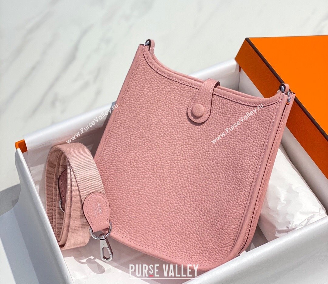Hermes Evelyne Mini Bag 18cm in Togo Calfskin Milk Shake Pink 2025 0118 (FL-250118022)
