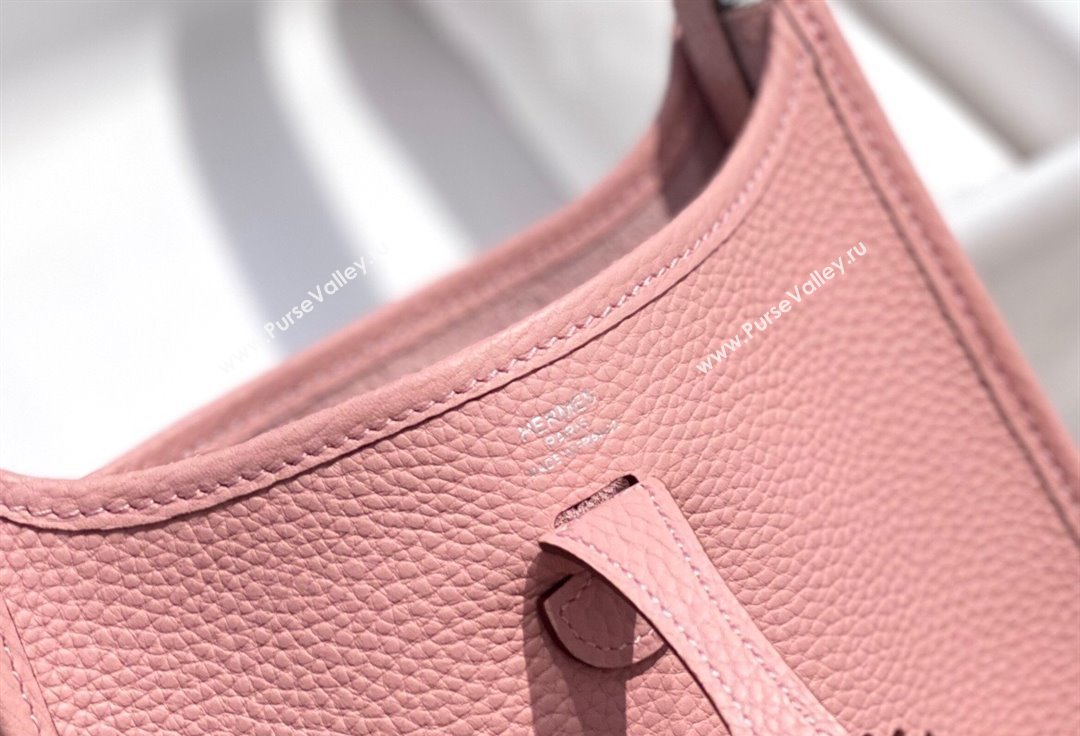 Hermes Evelyne Mini Bag 18cm in Togo Calfskin Milk Shake Pink 2025 0118 (FL-250118022)