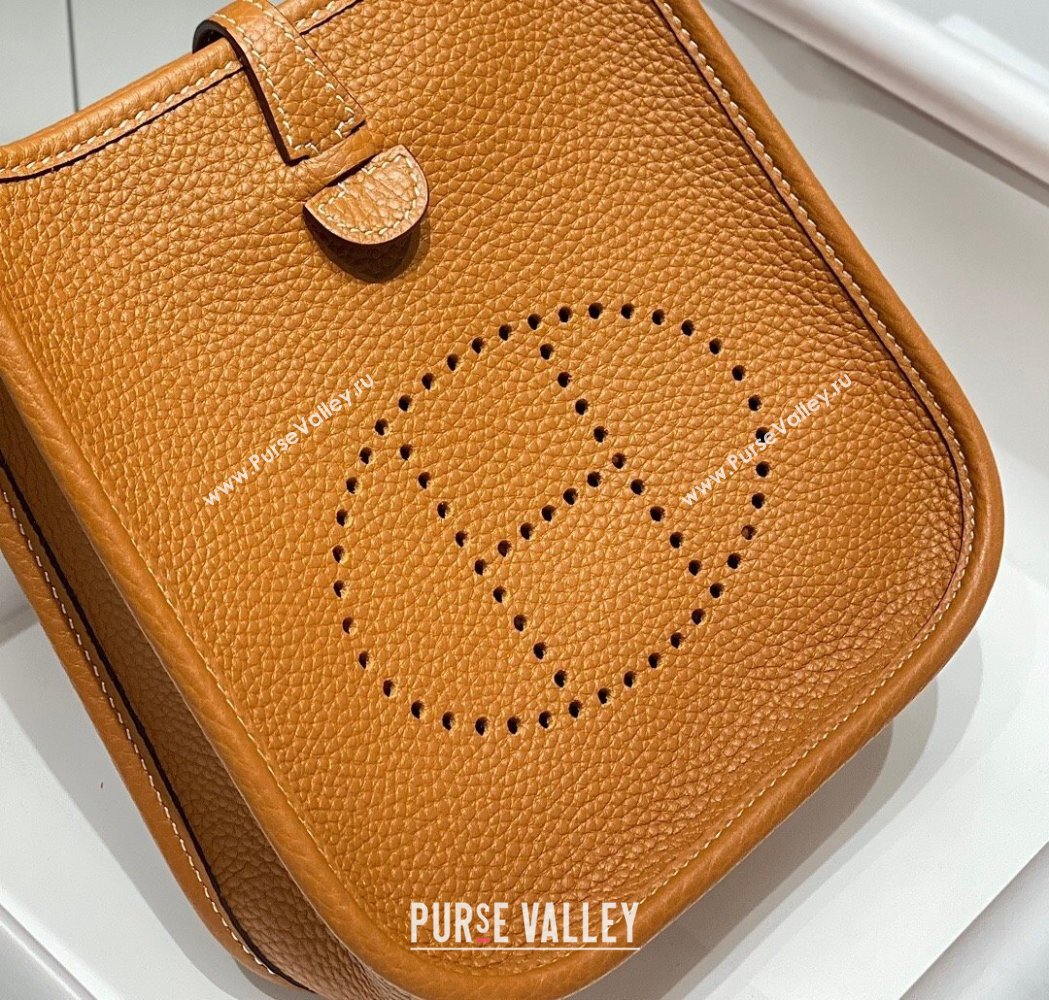 Hermes Evelyne Mini Bag 18cm in Togo Calfskin Golden Brown 2025 0118 (FL-250118014)