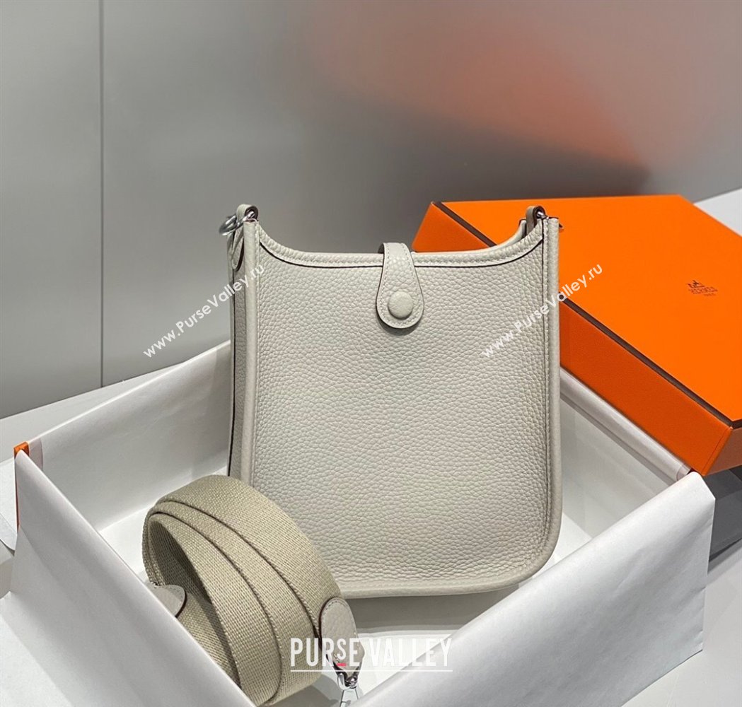 Hermes Evelyne Mini Bag 18cm in Togo Calfskin Pearly Grey 2025 0118 (FL-250118026)