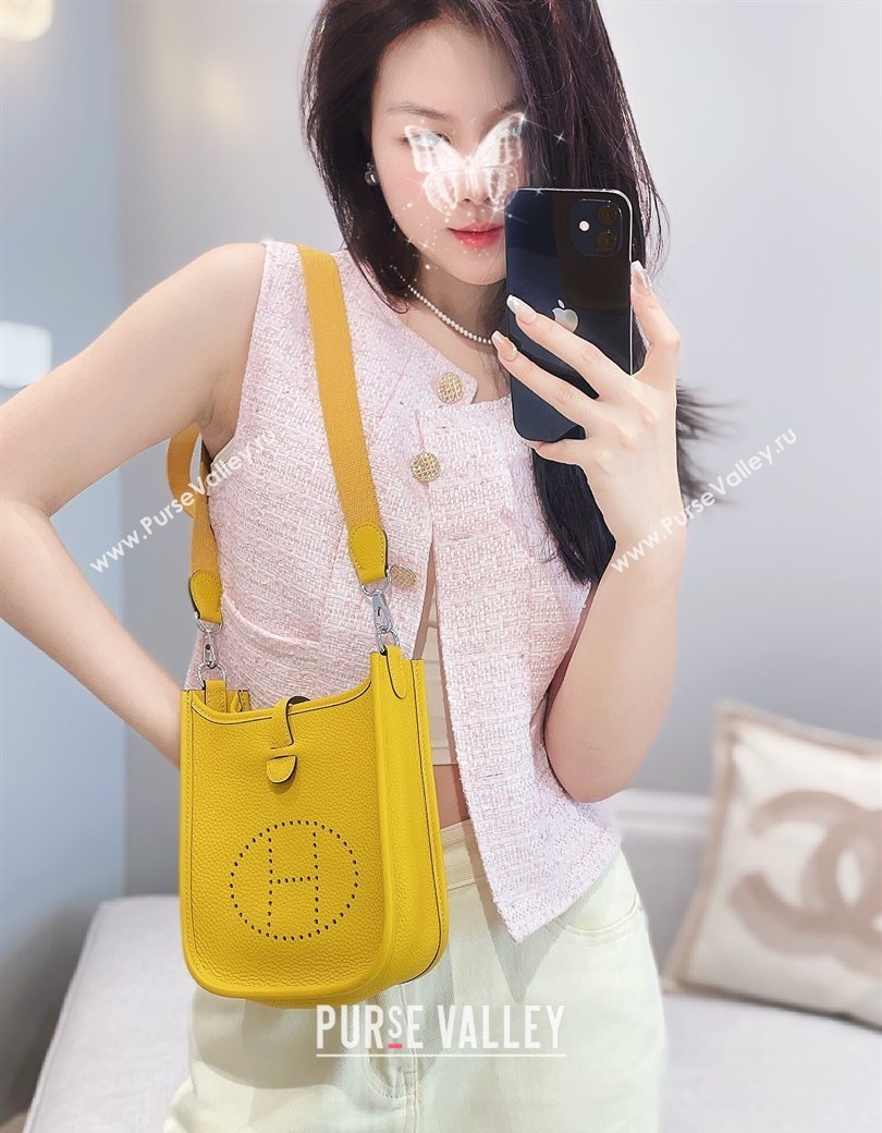 Hermes Evelyne Mini Bag 18cm in Togo Calfskin Amber Yellow 2025 0118 (FL-250118015)