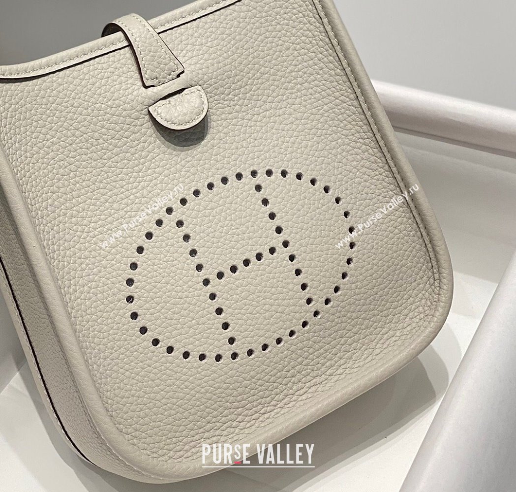 Hermes Evelyne Mini Bag 18cm in Togo Calfskin Pearly Grey 2025 0118 (FL-250118026)