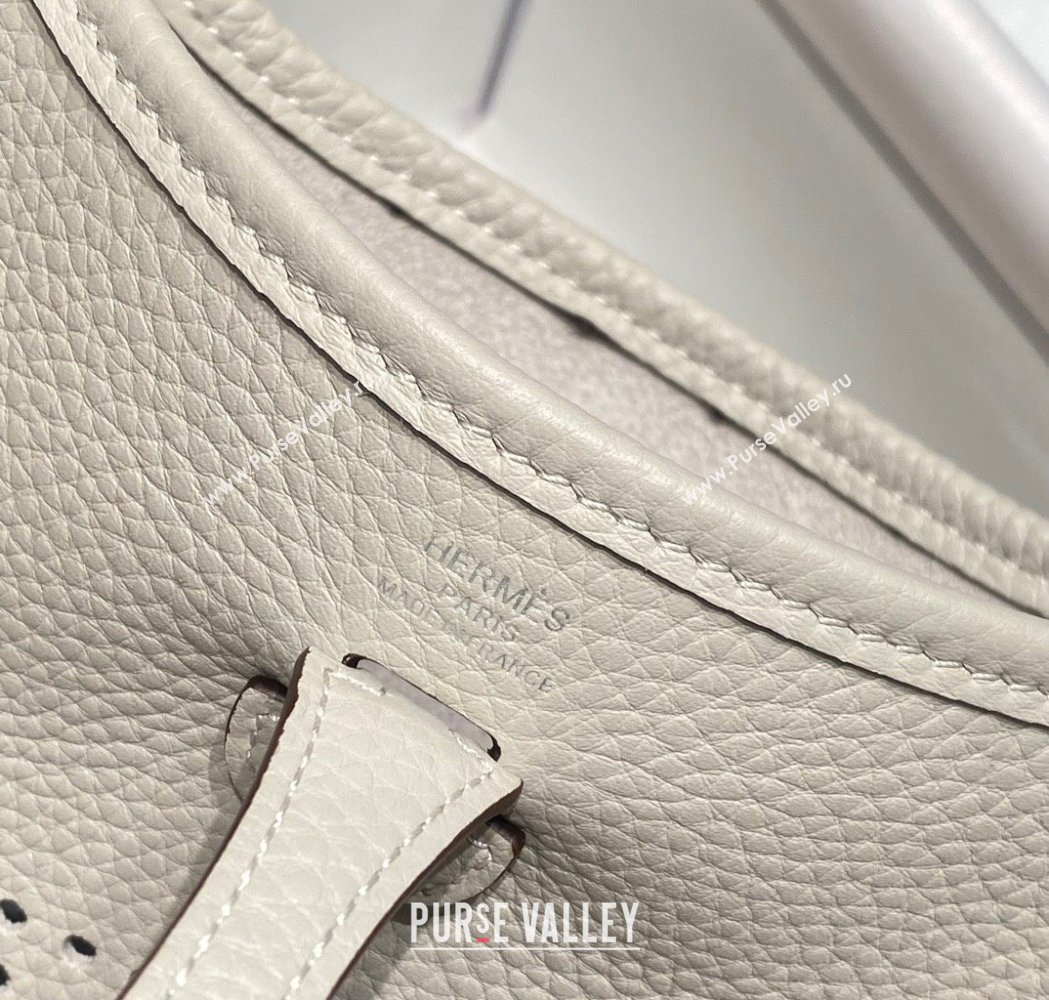 Hermes Evelyne Mini Bag 18cm in Togo Calfskin Pearly Grey 2025 0118 (FL-250118026)