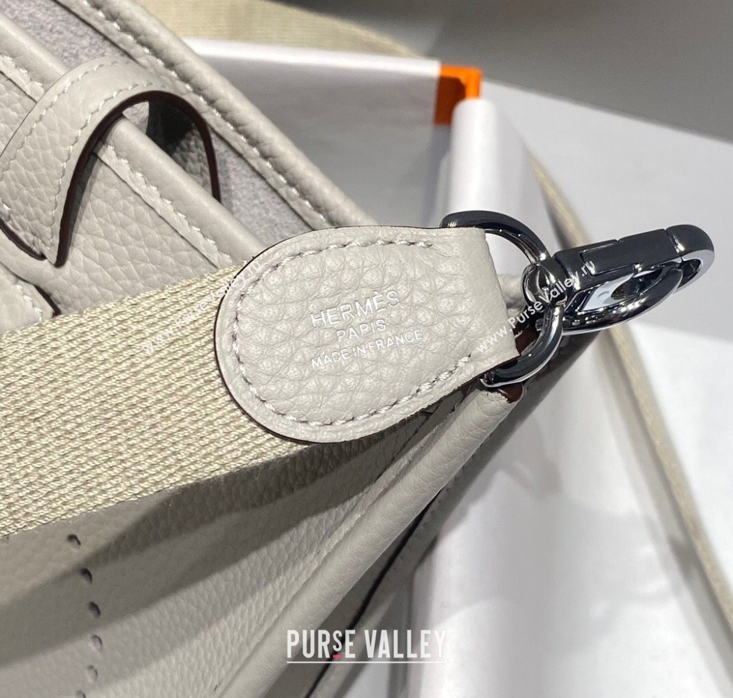 Hermes Evelyne Mini Bag 18cm in Togo Calfskin Pearly Grey 2025 0118 (FL-250118026)