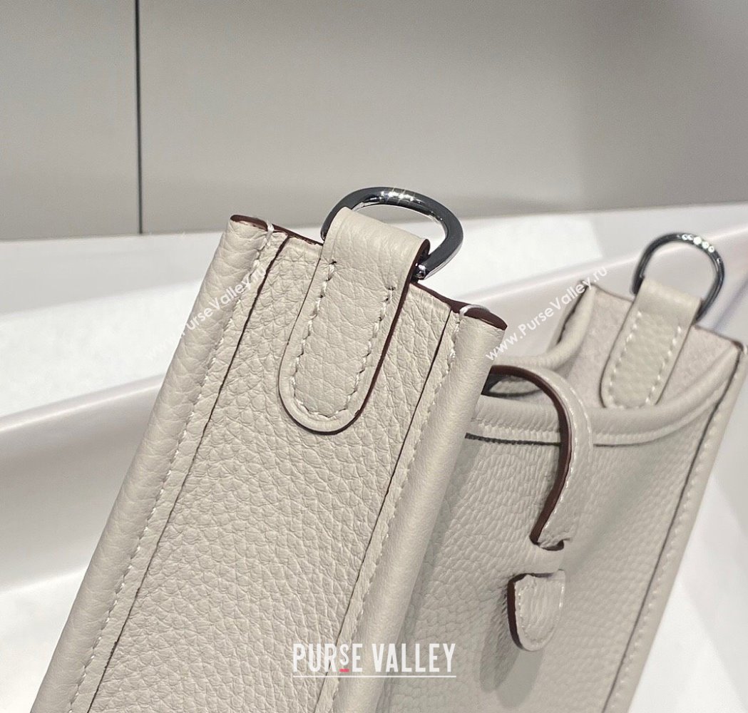 Hermes Evelyne Mini Bag 18cm in Togo Calfskin Pearly Grey 2025 0118 (FL-250118026)