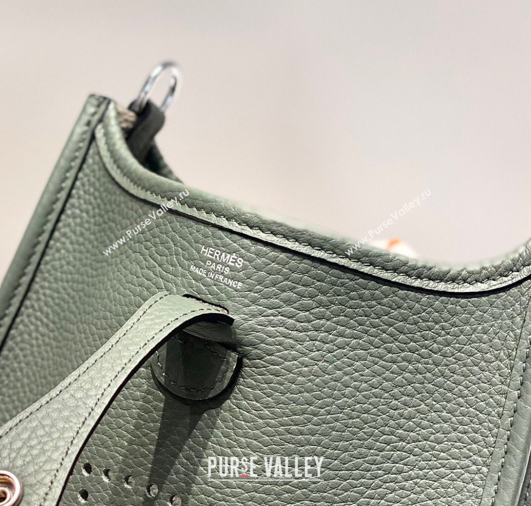 Hermes Evelyne Mini Bag 18cm in Togo Calfskin Almond Green 2025 0118 (FL-250118027)