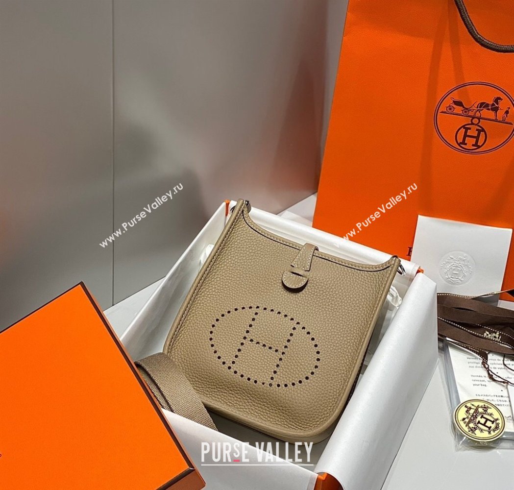 Hermes Evelyne Mini Bag 18cm in Togo Calfskin Dove Grey 2025 0118 (FL-250118028)