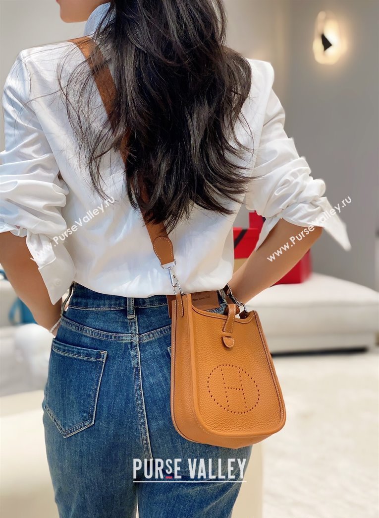 Hermes Evelyne Mini Bag 18cm in Togo Calfskin Golden Brown 2025 0118 (FL-250118029)