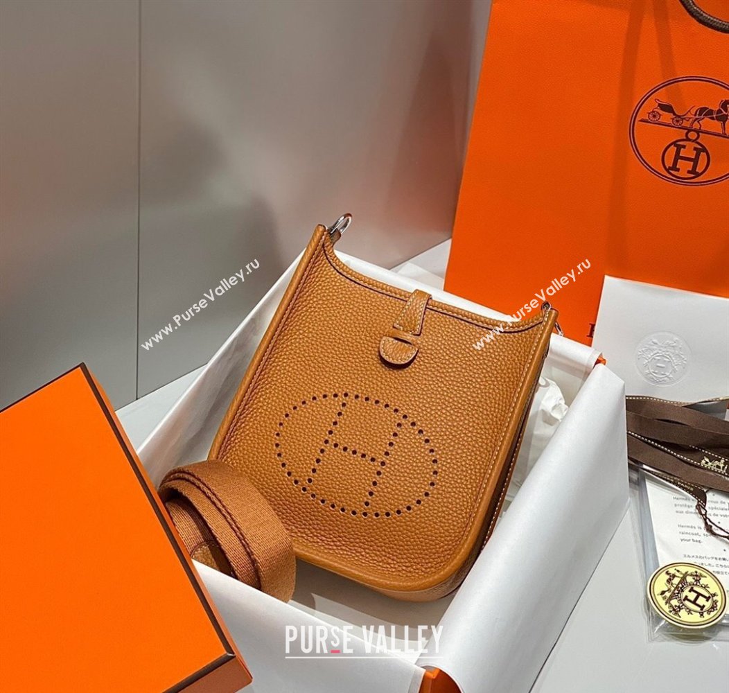 Hermes Evelyne Mini Bag 18cm in Togo Calfskin Golden Brown 2025 0118 (FL-250118029)