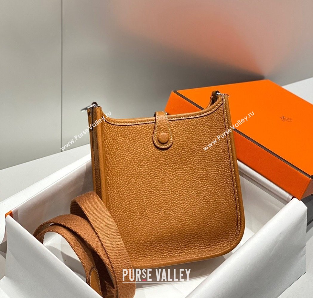 Hermes Evelyne Mini Bag 18cm in Togo Calfskin Golden Brown 2025 0118 (FL-250118029)