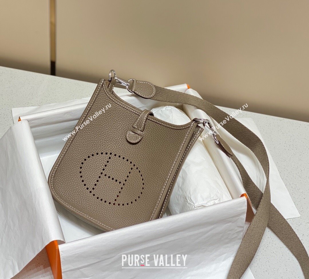 Hermes Evelyne Mini Bag 18cm in Togo Calfskin Elephant Grey 2025 0118 (FL-250118030)