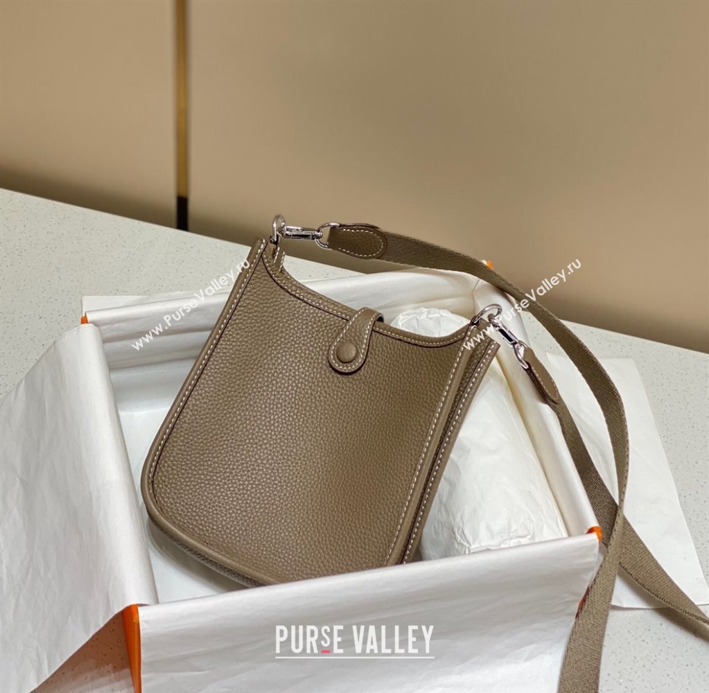 Hermes Evelyne Mini Bag 18cm in Togo Calfskin Elephant Grey 2025 0118 (FL-250118030)