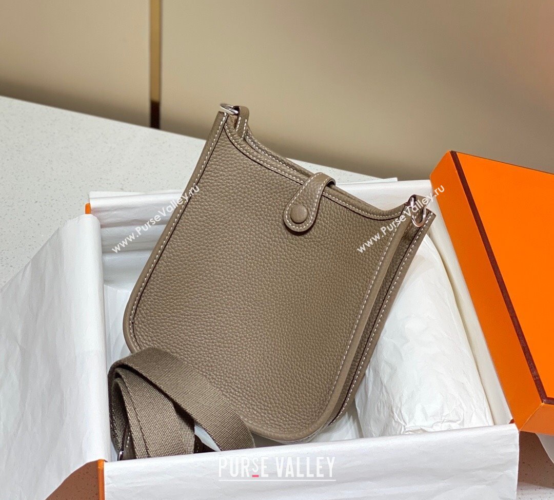 Hermes Evelyne Mini Bag 18cm in Togo Calfskin Elephant Grey 2025 0118 (FL-250118030)