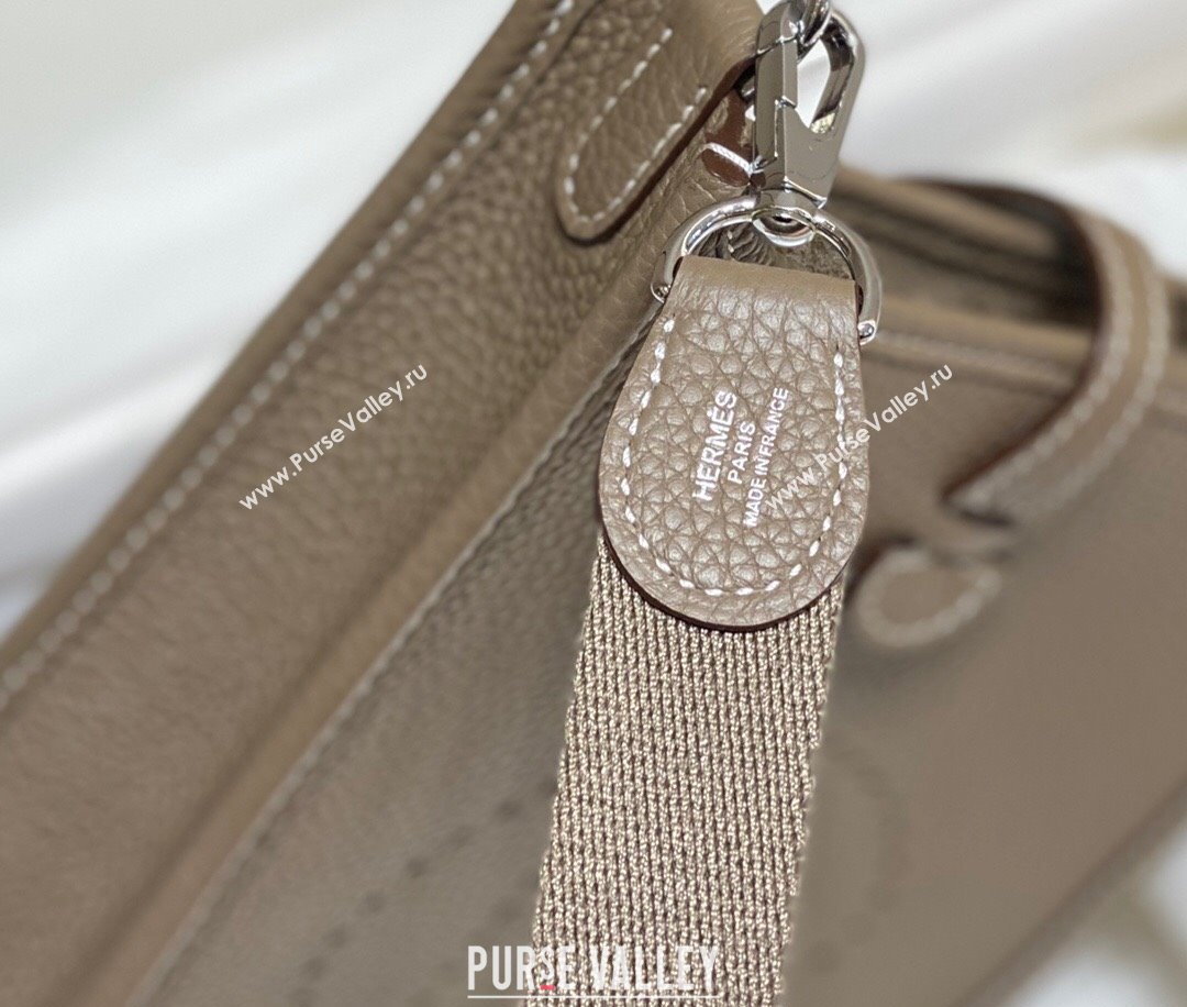 Hermes Evelyne Mini Bag 18cm in Togo Calfskin Elephant Grey 2025 0118 (FL-250118030)