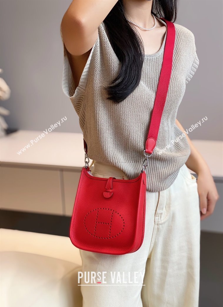 Hermes Evelyne Mini Bag 18cm in Togo Calfskin Chinese Red 2025 0118 (FL-250118016)