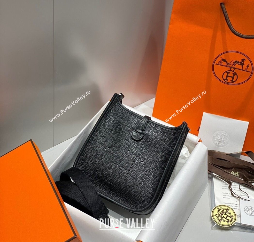 Hermes Evelyne Mini Bag 18cm in Togo Calfskin Black/Silver 2025 0118 (FL-250118033)