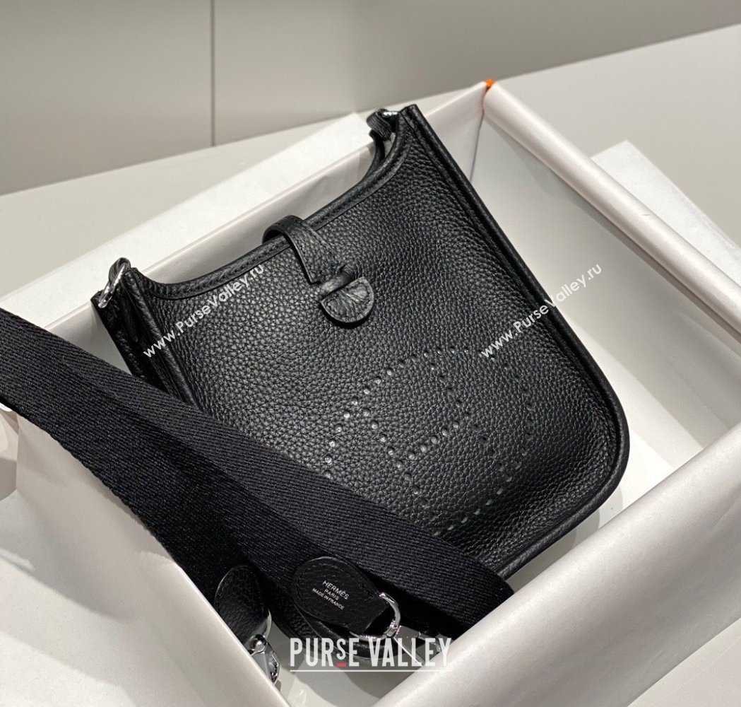 Hermes Evelyne Mini Bag 18cm in Togo Calfskin Black/Silver 2025 0118 (FL-250118033)