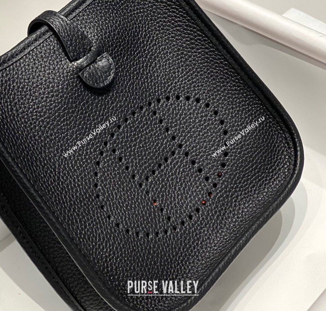 Hermes Evelyne Mini Bag 18cm in Togo Calfskin Black/Silver 2025 0118 (FL-250118033)