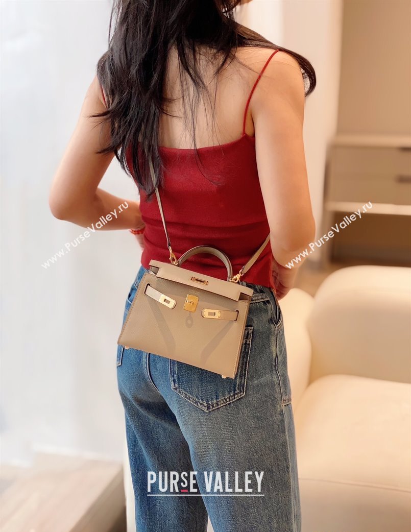 Hermes Mini Kelly II Bag 19cm in Epsom Leather Dove Grey 2025 0118 (FL-250118034)