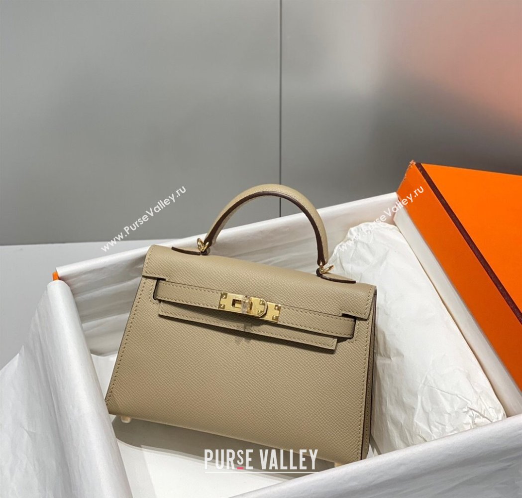 Hermes Mini Kelly II Bag 19cm in Epsom Leather Dove Grey 2025 0118 (FL-250118034)