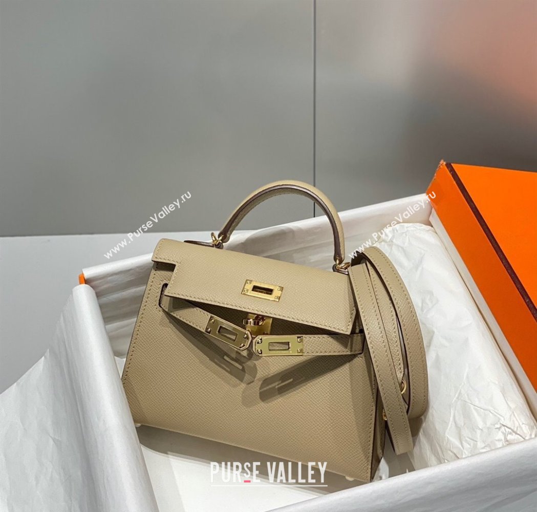 Hermes Mini Kelly II Bag 19cm in Epsom Leather Dove Grey 2025 0118 (FL-250118034)