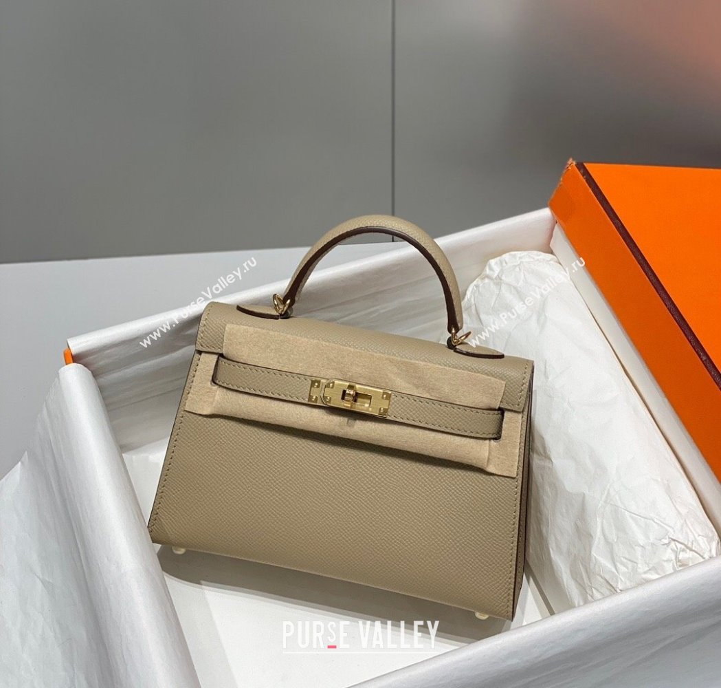 Hermes Mini Kelly II Bag 19cm in Epsom Leather Dove Grey 2025 0118 (FL-250118034)