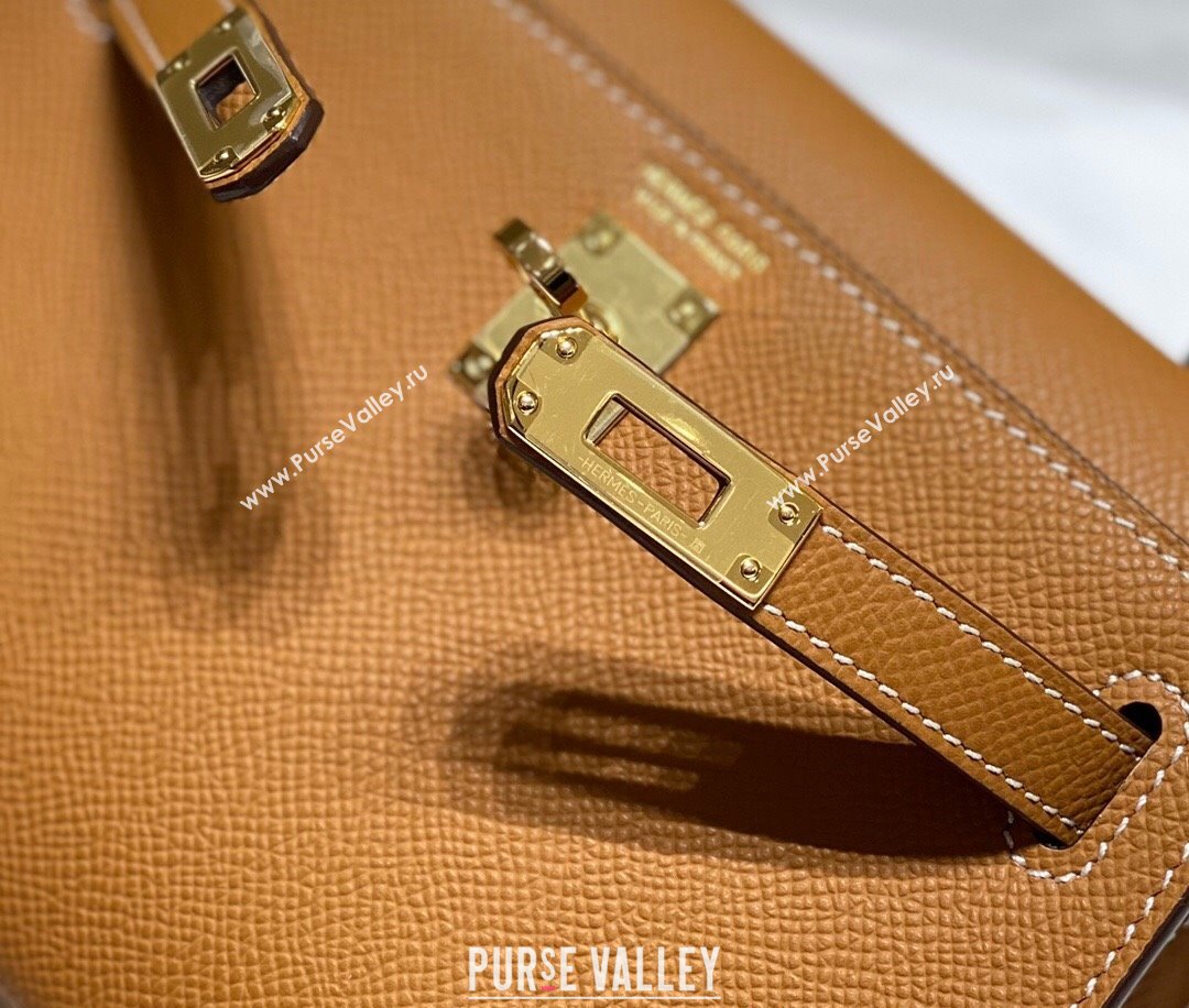 Hermes Mini Kelly II Bag 19cm in Epsom Leather 37 Golden Brown 2025 0118 (FL-250118035)