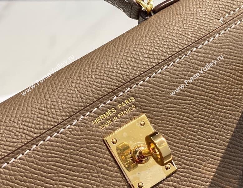 Hermes Mini Kelly II Bag 19cm in Epsom Leather 18 Elephant Grey/Gold 2025 0118 (FL-250118036)