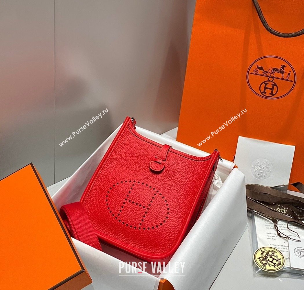 Hermes Evelyne Mini Bag 18cm in Togo Calfskin Chinese Red 2025 0118 (FL-250118016)