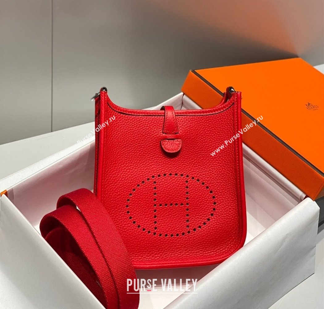 Hermes Evelyne Mini Bag 18cm in Togo Calfskin Chinese Red 2025 0118 (FL-250118016)