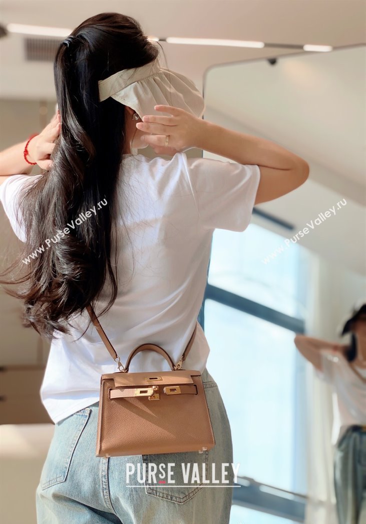 Hermes Mini Kelly II Bag 19cm in Epsom Leather Milk Tea 2025 0118 (FL-250118038)